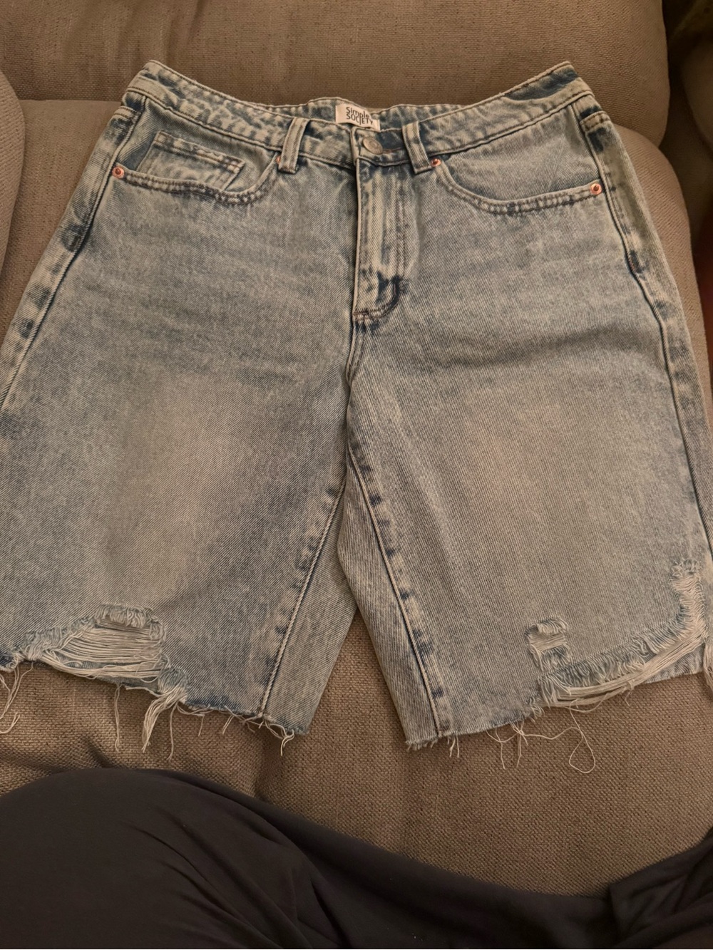 Women's Light Blue Distressed Denim Jean Shorts